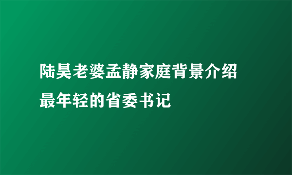 陆昊老婆孟静家庭背景介绍 最年轻的省委书记