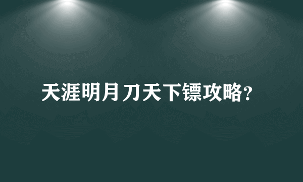 天涯明月刀天下镖攻略？