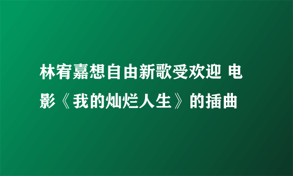 林宥嘉想自由新歌受欢迎 电影《我的灿烂人生》的插曲