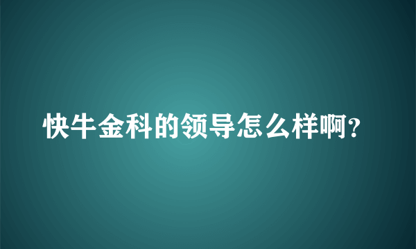 快牛金科的领导怎么样啊？