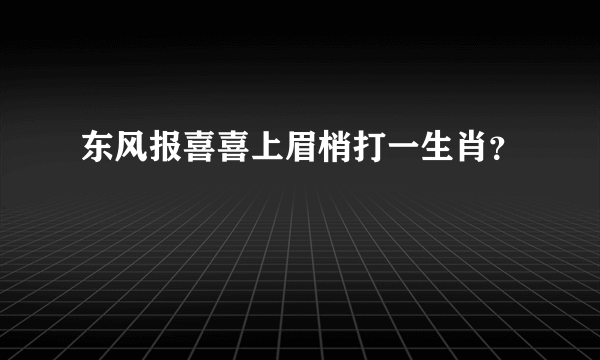 东风报喜喜上眉梢打一生肖？