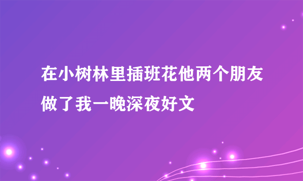 在小树林里插班花他两个朋友做了我一晚深夜好文