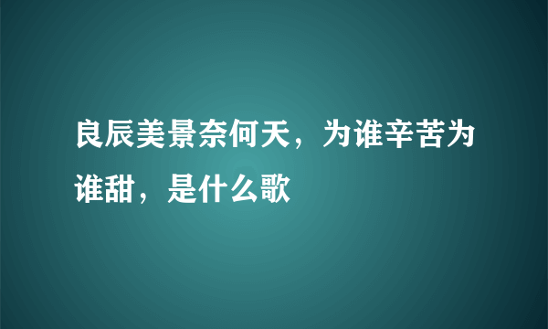 良辰美景奈何天，为谁辛苦为谁甜，是什么歌