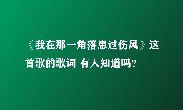 《我在那一角落患过伤风》这首歌的歌词 有人知道吗？