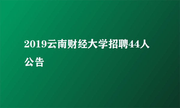 2019云南财经大学招聘44人公告