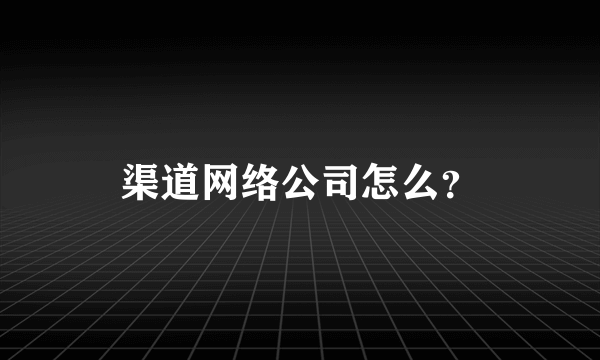 渠道网络公司怎么？