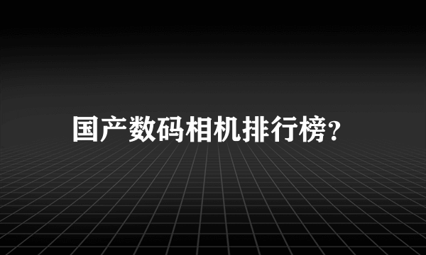 国产数码相机排行榜？