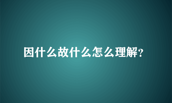 因什么故什么怎么理解？