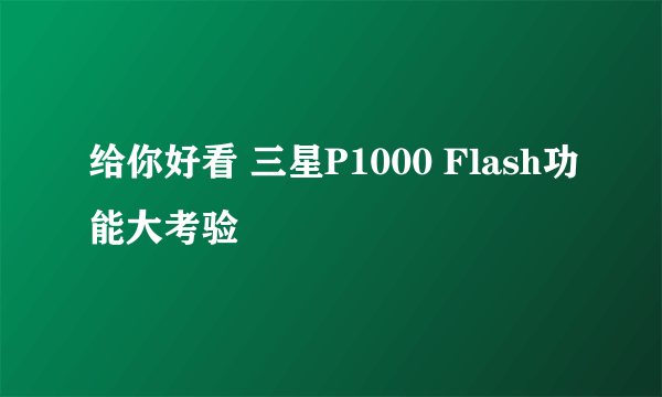 给你好看 三星P1000 Flash功能大考验