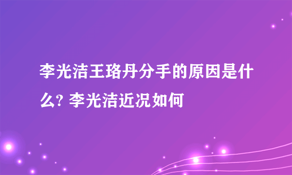 李光洁王珞丹分手的原因是什么? 李光洁近况如何