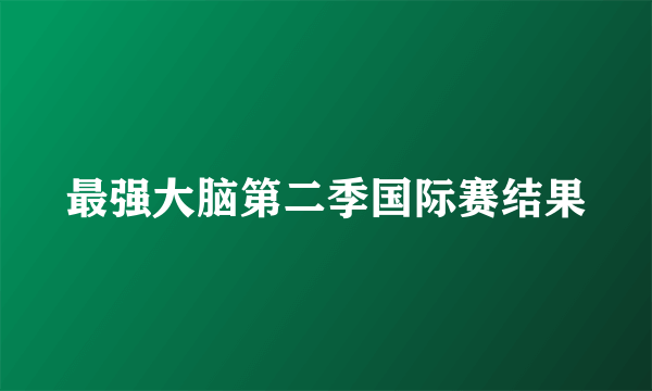 最强大脑第二季国际赛结果