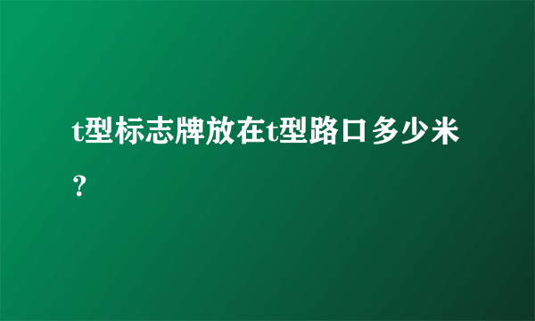 t型标志牌放在t型路口多少米？