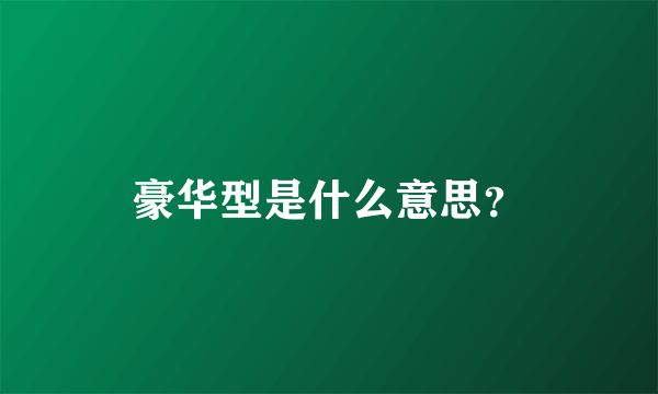 豪华型是什么意思？