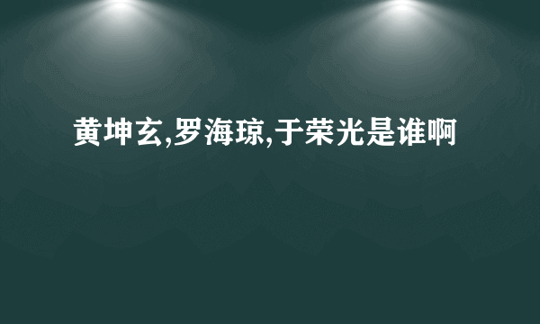 黄坤玄,罗海琼,于荣光是谁啊