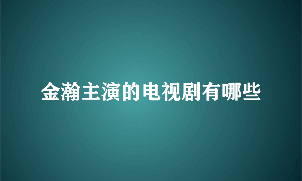 金瀚主演的电视剧有哪些