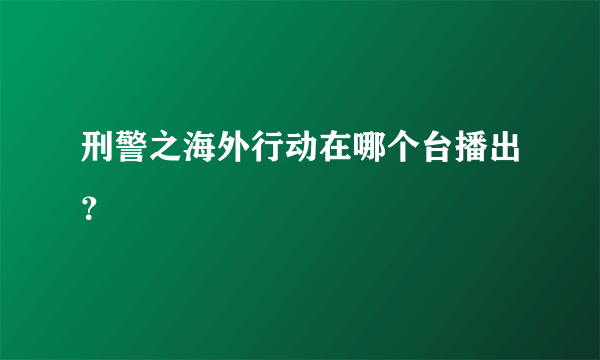 刑警之海外行动在哪个台播出？