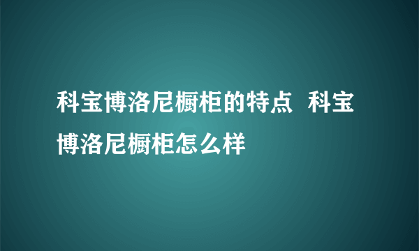 科宝博洛尼橱柜的特点  科宝博洛尼橱柜怎么样