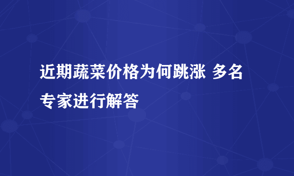 近期蔬菜价格为何跳涨 多名专家进行解答