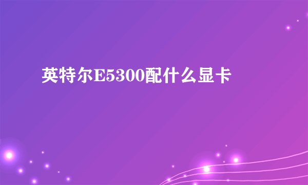 英特尔E5300配什么显卡