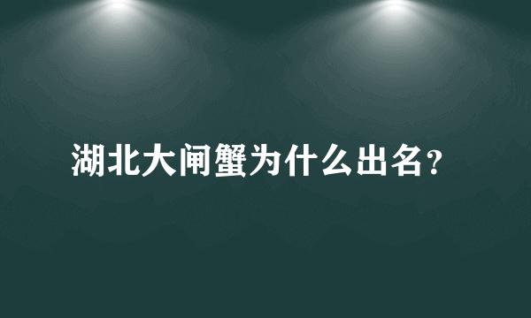 湖北大闸蟹为什么出名？