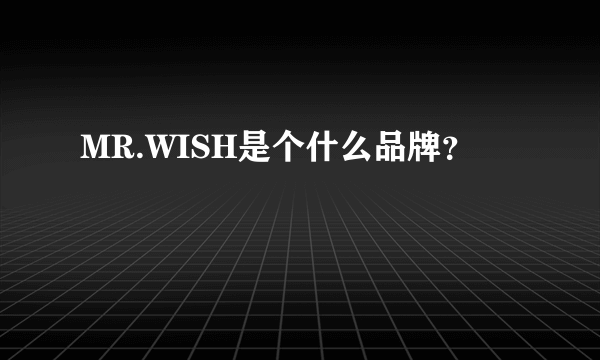 MR.WISH是个什么品牌？