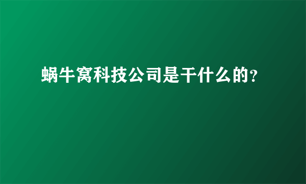 蜗牛窝科技公司是干什么的？