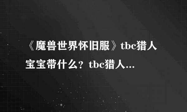 《魔兽世界怀旧服》tbc猎人宝宝带什么？tbc猎人宝宝推荐