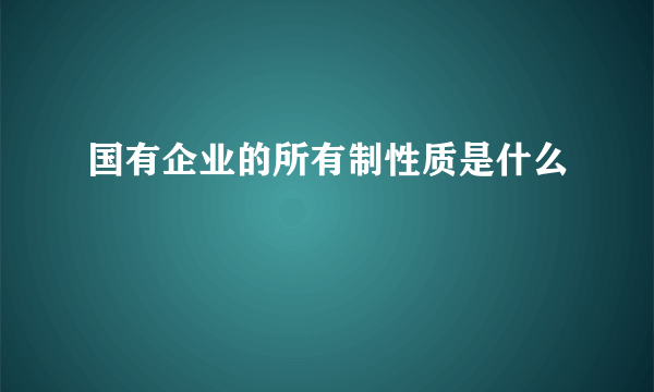 国有企业的所有制性质是什么