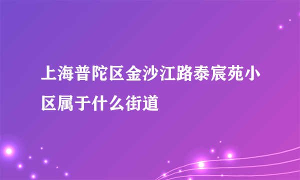 上海普陀区金沙江路泰宸苑小区属于什么街道