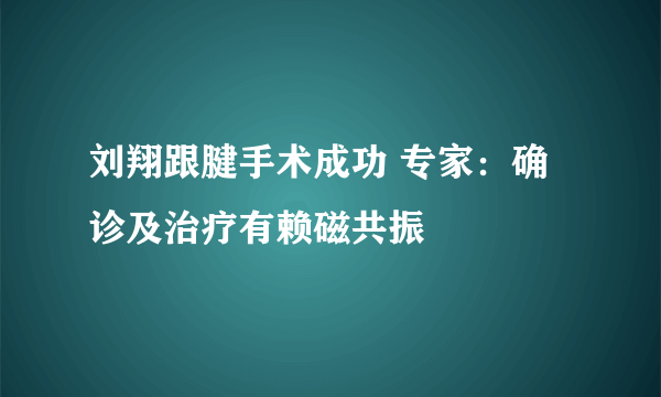 刘翔跟腱手术成功 专家：确诊及治疗有赖磁共振