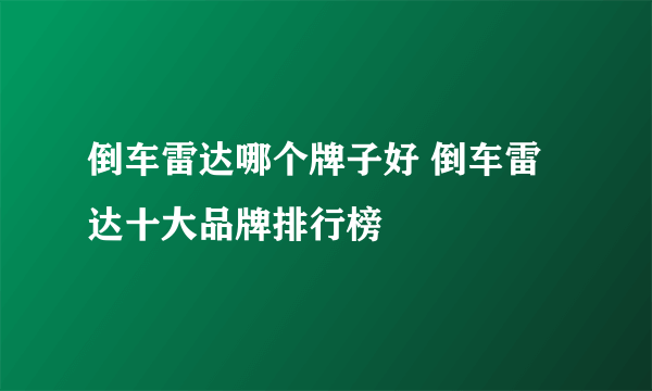 倒车雷达哪个牌子好 倒车雷达十大品牌排行榜