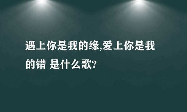 遇上你是我的缘,爱上你是我的错 是什么歌?