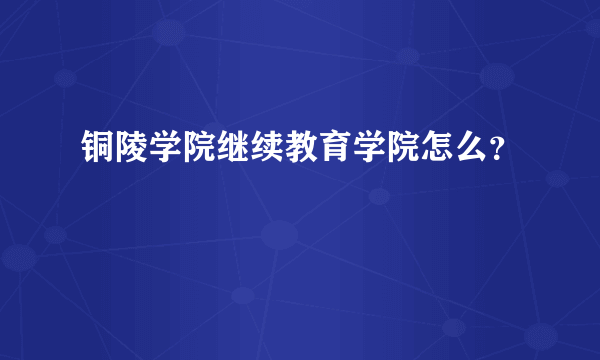 铜陵学院继续教育学院怎么？