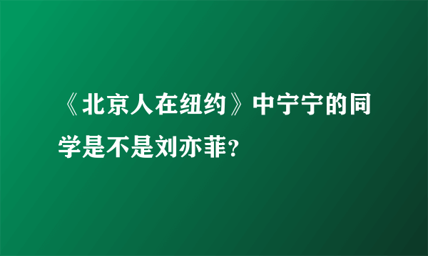 《北京人在纽约》中宁宁的同学是不是刘亦菲？