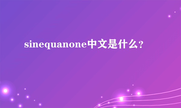 sinequanone中文是什么？