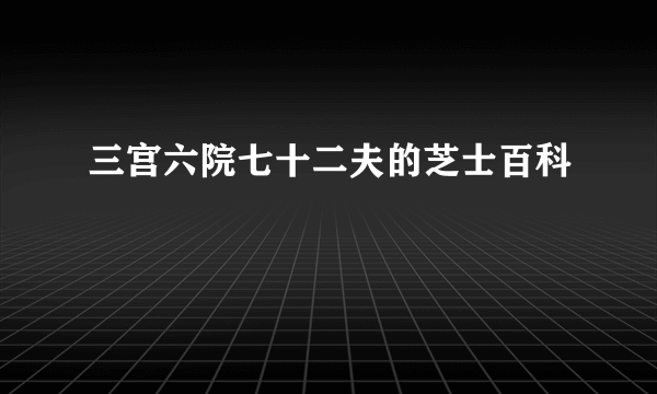 三宫六院七十二夫的芝士百科