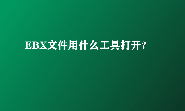 EBX文件用什么工具打开?