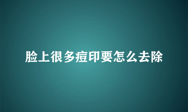 脸上很多痘印要怎么去除