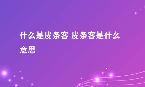 什么是皮条客 皮条客是什么意思