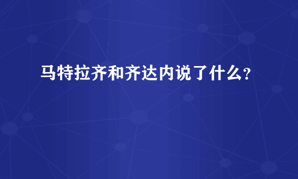 马特拉齐和齐达内说了什么？