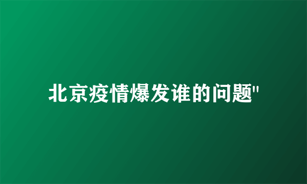 北京疫情爆发谁的问题