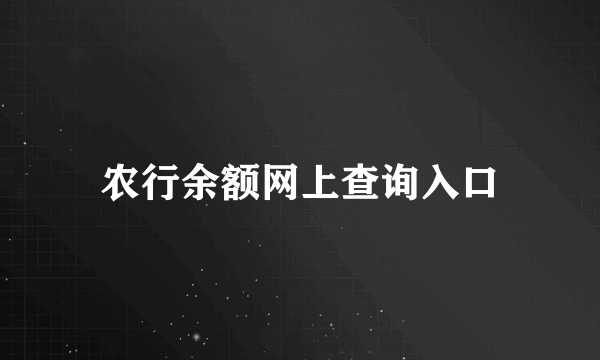 农行余额网上查询入口