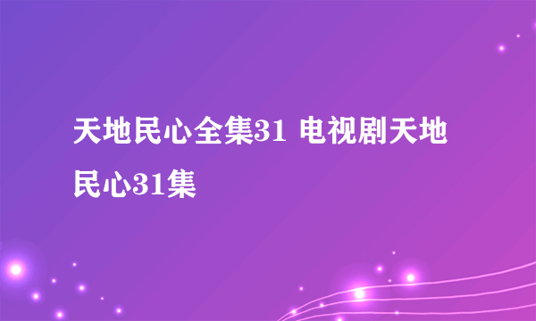 天地民心全集31 电视剧天地民心31集