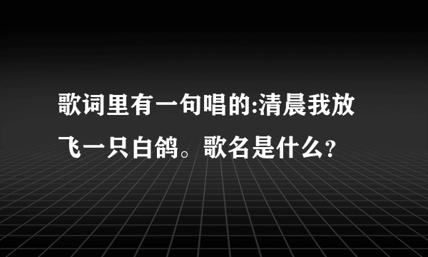 歌词里有一句唱的:清晨我放飞一只白鸽。歌名是什么？