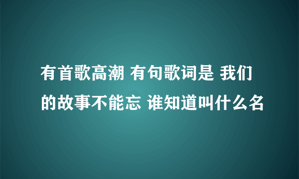 有首歌高潮 有句歌词是 我们的故事不能忘 谁知道叫什么名