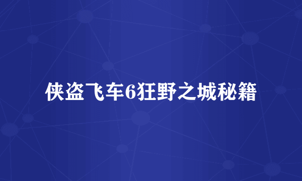 侠盗飞车6狂野之城秘籍