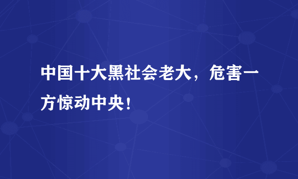 中国十大黑社会老大，危害一方惊动中央！ 