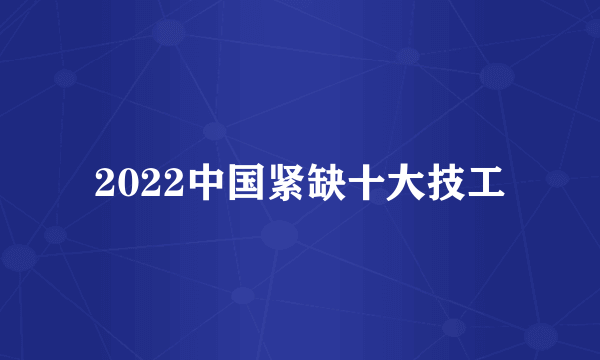 2022中国紧缺十大技工