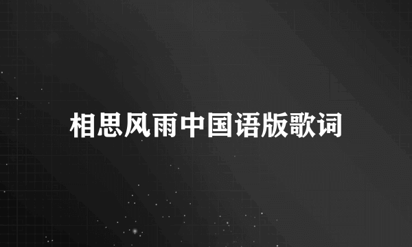 相思风雨中国语版歌词