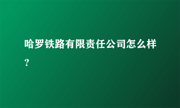 哈罗铁路有限责任公司怎么样？